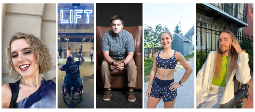 Five Mighty Well ambassadors posing for Disability Pride Month